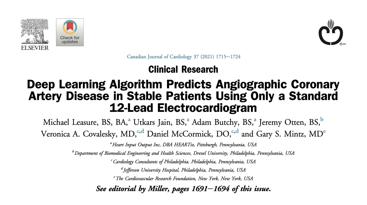 Title page of the Canadian Journal of Cardiology article