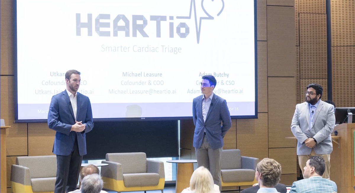 The HEARTio founders presenting on stage at the University of Pittsburgh Celebration of Innovation